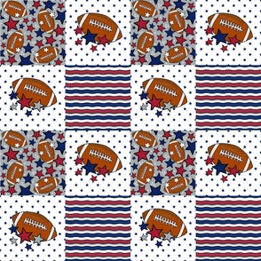 Bigger Patchwork 6" Squares Team Spirit Football New York Giants Colors Red Blue Grey White for Cheater Quilt or Blanket