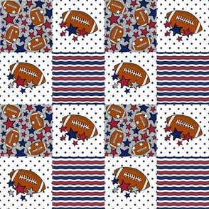 Smaller Patchwork 3" Squares Team Spirit Football New York Giants Colors Red Blue Grey White for Cheater Quilt or Blanket - Copy