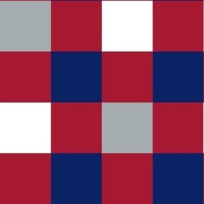 Medium Scale Team Spirit Football Bold Checkerboard in New York Giants Colors Dark Blue Red Grey