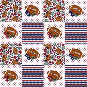 Bigger Patchwork 6" Squares Team Spirit Football New York Giants Colors Red Blue Grey White for Cheater Quilt or Blanket 