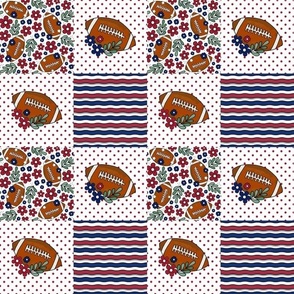 Smaller Patchwork 3" Squares Team Spirit Football New York Giants Colors Red Blue Grey White for Cheater Quilt or Blanket (1) - Copy