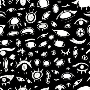 Cartoon Eyes in White on Black