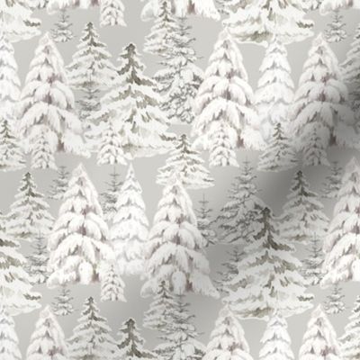 Winter Woodland Trees /  Winter Snow Trees in light gray