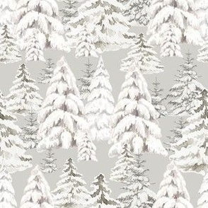 Winter Woodland Trees /  Winter Snow Trees in light gray