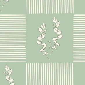 Eucalyptus Gingham Stripes  Modern Boho Mint Green