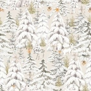 Winter Woodland with Animals  in Ivory