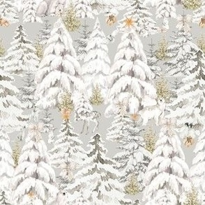 Winter Woodland Animals in light gray