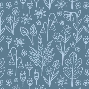 Line Art Botanical | MED Scale | Monochrome Blues