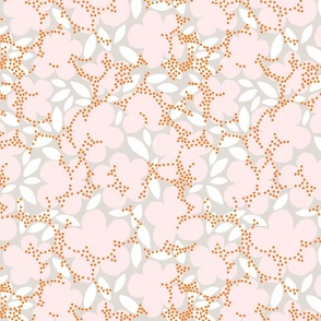 (S) Delicate Abstract cottagecore Floral with dots 1. Pink and orange