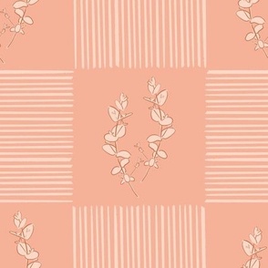 Eucalyptus Gingham Stripes  Modern Boho Pink Peach
