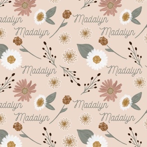 Madalyn: Nickainley font on Cotton Dandelions and Daisies