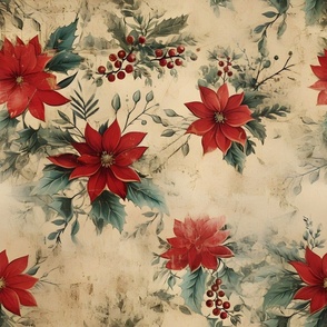 Victorian Floral on Aged Paper - large