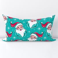 'Tis The Season Retro Santa - Christmas Aqua Blue Multi Large