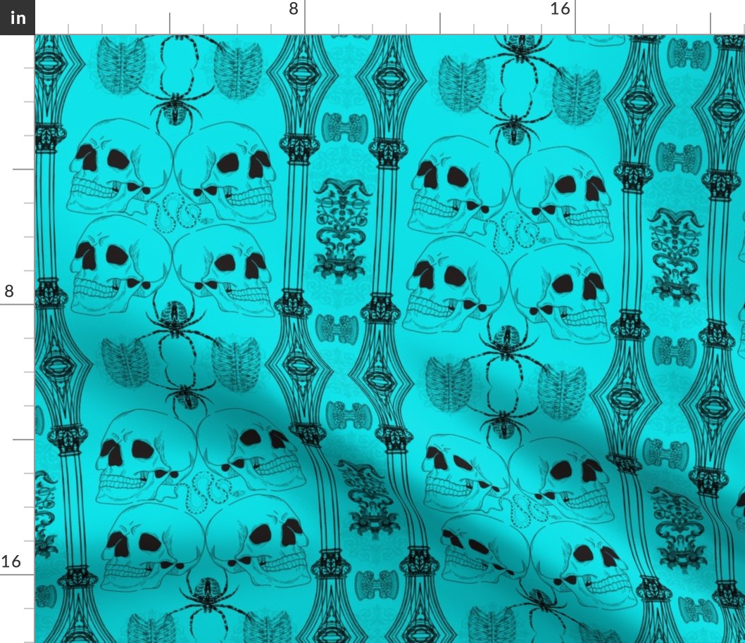 Vintage Inspired Gothic Brocade Pattern in Teal 