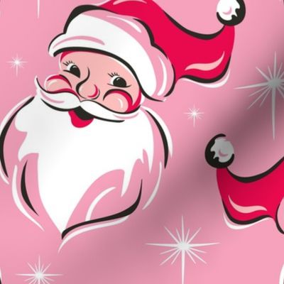 'Tis The Season Retro Santa - Christmas Pink Multi Large