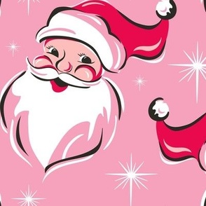 'Tis The Season Retro Santa - Christmas Pink Multi Large