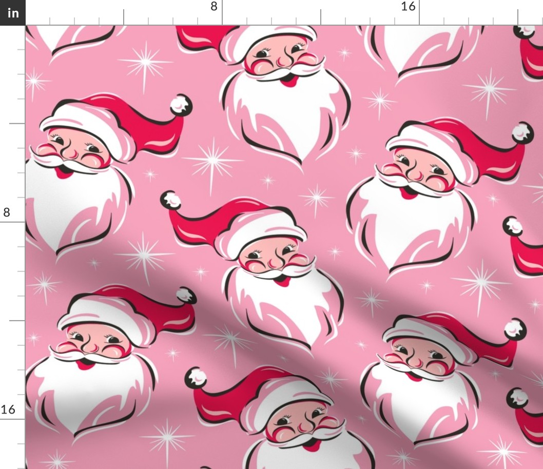 'Tis The Season Retro Santa - Christmas Pink Multi Large