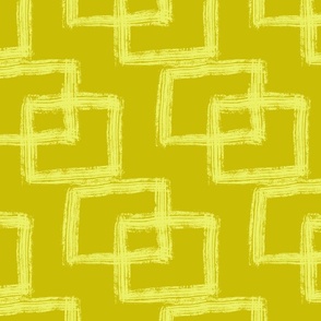 Rectangle Interlock In Chartreuse Large Scale MidMod Etched Pattern for Home Decor and Apparel