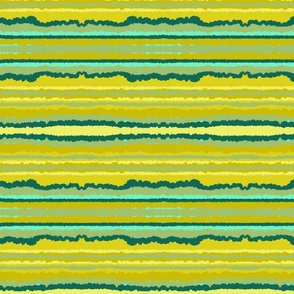 Vibrato Stripes Large Scale Wavy Horizontal Chartreuse Turquoise Teal Green Yellow Geometric