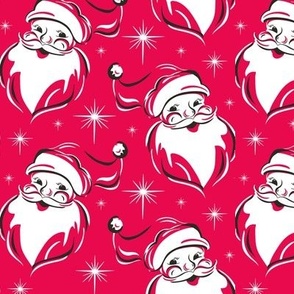 'Tis The Season Retro Santa - Christmas Fuchsia Pink White Regular