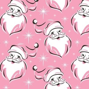 'Tis The Season Retro Santa - Christmas Vintage Pink White Regular