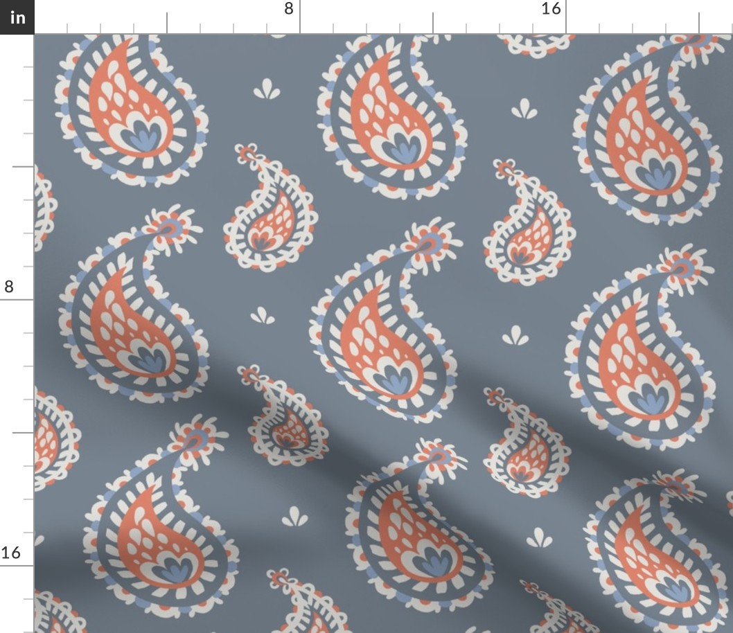 Modern Paisley decorative grey background