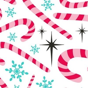 Christmas Candy Canes White Multi Large