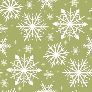 Evergreen Winter's Touch - Crisp Snowflake Impressions medium- Fresh Seasonal Pattern for Holiday Decor and Stylish Apparel
