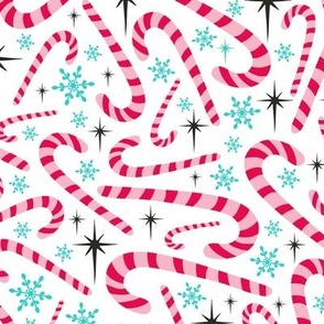 Christmas Candy Canes White Multi Regular