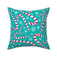 Christmas Candy Canes Aqua Large