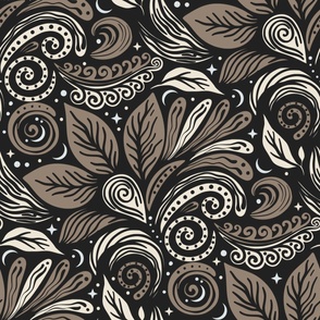 Folk Floral Boho in Brown - BIG SIZE