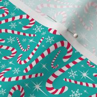 Christmas Candy Canes Aqua Small