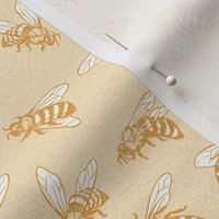 Hand- Drawn Honey Bees in Yellow Gold