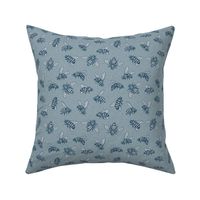 Hand- Drawn Honey Bees in Muted Blue
