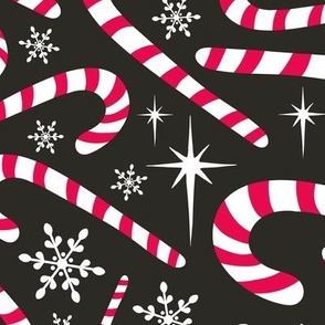 Christmas Candy Canes Black Large