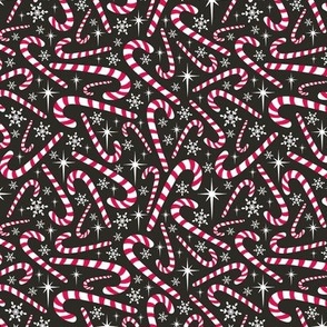 Christmas Candy Canes Black Small