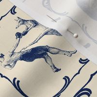 MAN CAVE LARGE - LIBRARY TOILE COLLECTION (NAVY)