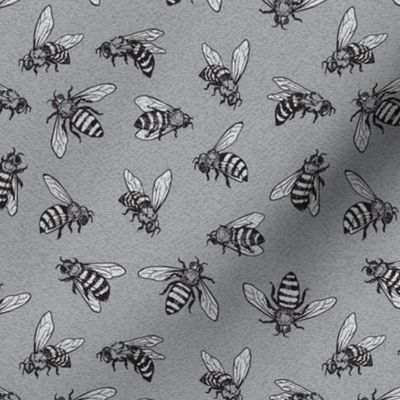 Hand- Drawn Honey Bees in Black and White