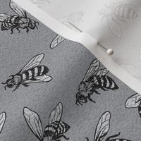 Hand- Drawn Honey Bees in Black and White