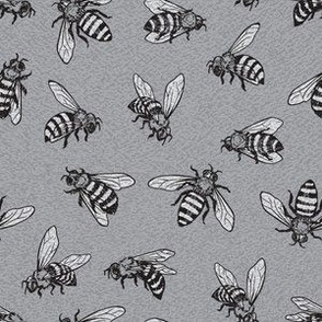 Hand- Drawn Honey Bees in Black and White