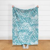 (L) Shibori dyed with the blues of the sea, Lagoon