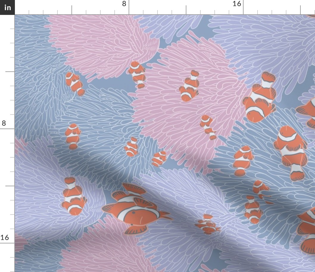 Clownfish and Sea Anemones Tea Towel