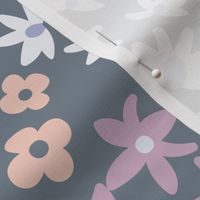 Happy Indie garden flowers for bedding in soft pantone winter colors apricot, lilac, and blue