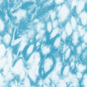 (L) Shibori dyed with the blues of the sea, Caribbean