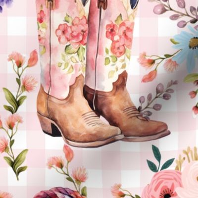 Cowgirl Carnival – on Pink/White Gingham 