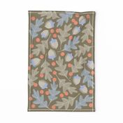 ACORNS AND OAK LEAVES Autumn Forest Woodlands - Pantone Intangible Palette on Moss Brown - Tea Towel/Wall Hanging - Unblink Studio by Jackie Tahara