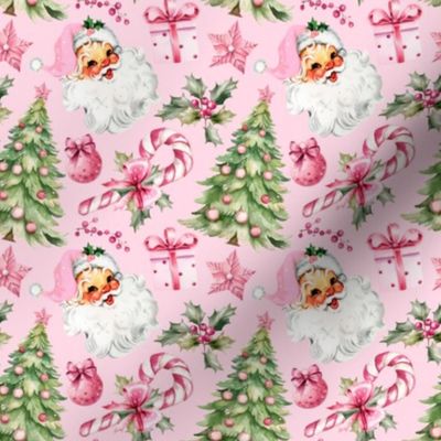 Pink Retro Watercolor Christmas - XS Scale
