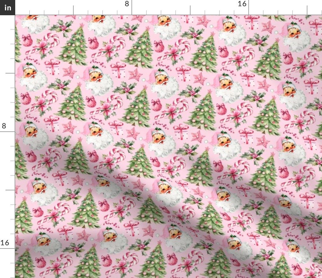 Pink Retro Watercolor Christmas - XS Scale
