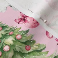Pink Retro Watercolor Christmas -Medium Scale