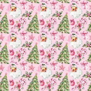 Pink Retro Watercolor Christmas - Samll Scale